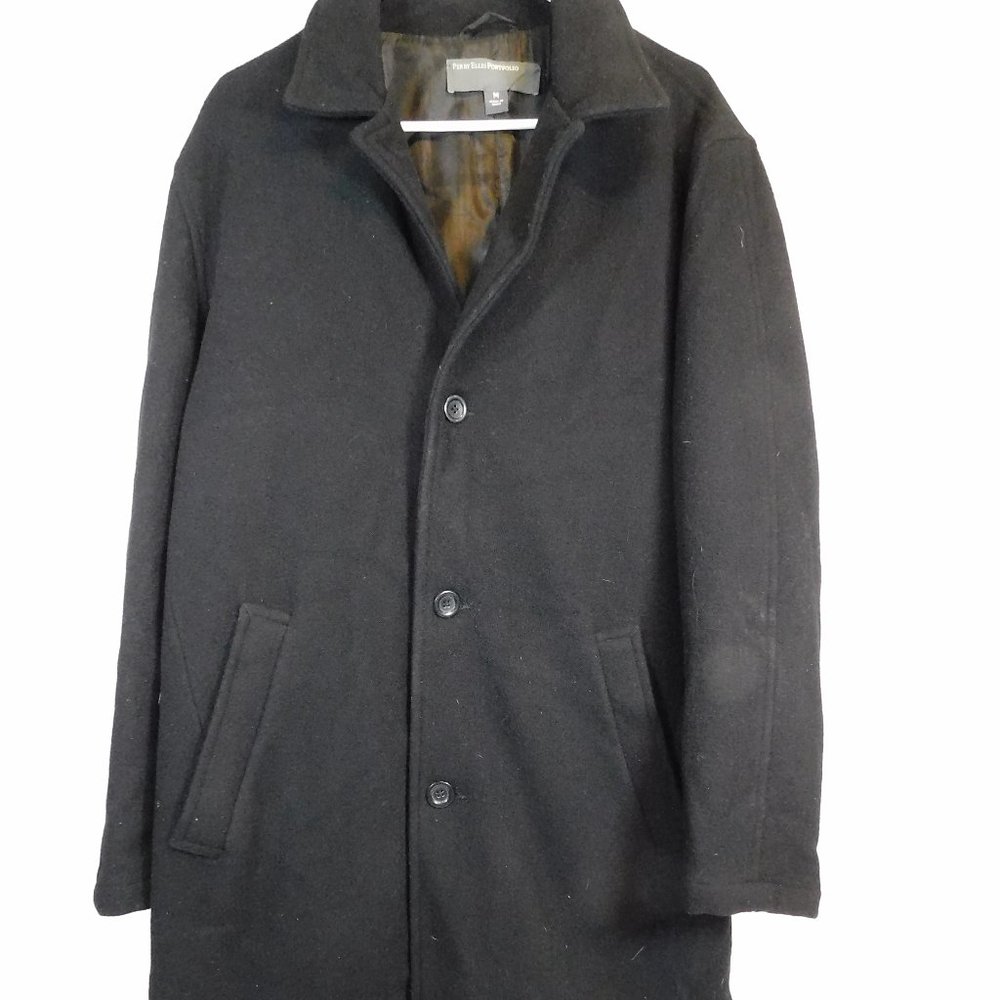 Perry Ellis Men's Black Wool Coat M	CL3436	0520